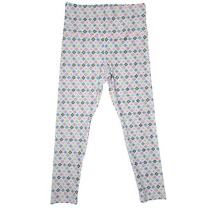 Smith & Quinn Women's Pink Multi Tile Geo Preppy Golf Leggings Size Large
